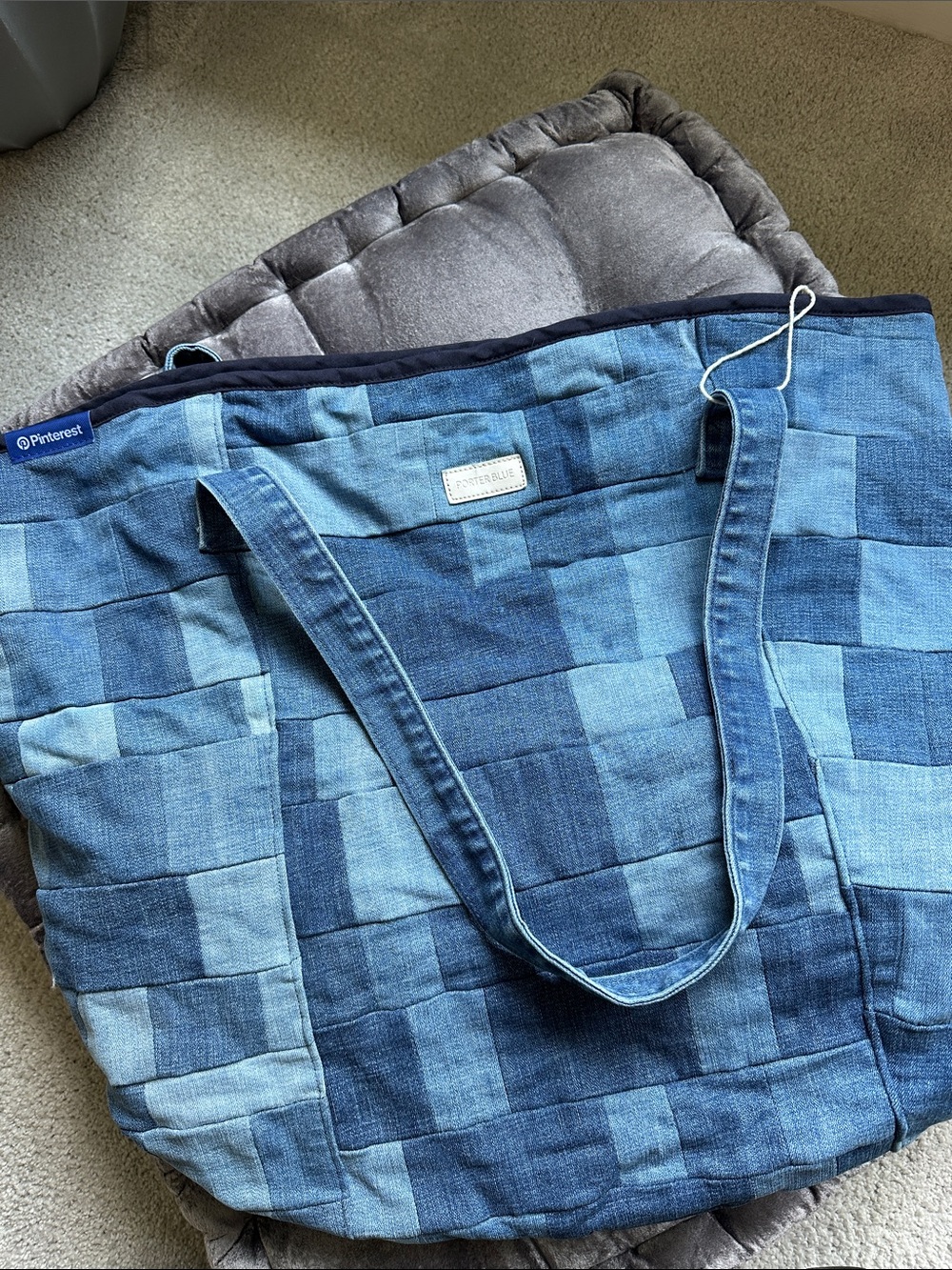 Porter Blue Large Blue Patchwork Denim Jeans Tote - Pinterest Exclusive